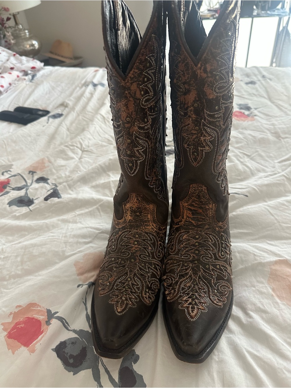 Dan Post Brown Embroidered Western Heeled Boots